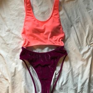 PINK size sm Velour SWIMSUIT